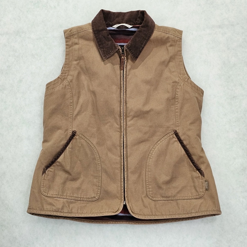 EUC Woolrich Dorrington Vest Womens XL Canvas Blanket Lined Corduroy Collar
